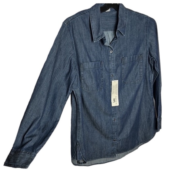 Cotton denim button down shirt, LEE Riders,  XL NWT - Picture 4 of 14